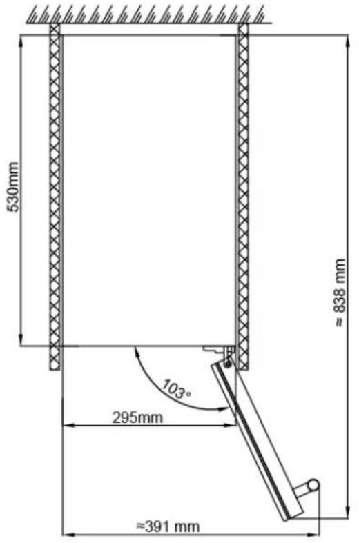 530mm ≈838 mm 295mm 103° ≈391 mm