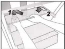 Technical diagram showing labeled components of a mechanical or architectural assembly with numbered parts 1 and 2.