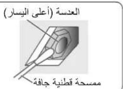 العندسة (أعلى aiيسار) مسحة قطنية جافة