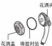 PANASONIC DH-3MS1 - - 当清洗时,请谨慎不要损坏花洒盖的洞孔。在还没把花洒盖固定在花洒头之前,确定橡胶衬垫已放置在花洒头。除了花洒盖及橡胶衬垫,请不要移动任何组件。 - 1