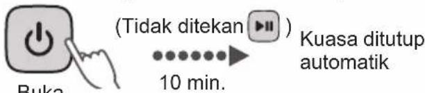 (Tidak ditekan) Buka 10 min. Kuasa ditutup automatik