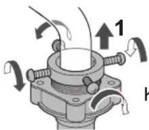Technical diagram showing mechanical assembly with labeled components and directional arrows indicating motion or movement