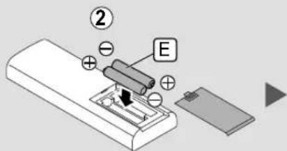 Diagram showing a battery with two batteries and a battery, labeled with components E and negative charges.