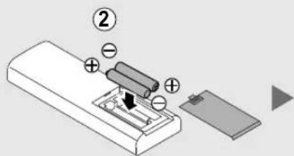 Diagram showing a battery with two batteries and a separate battery, labeled with component numbers ② and -.