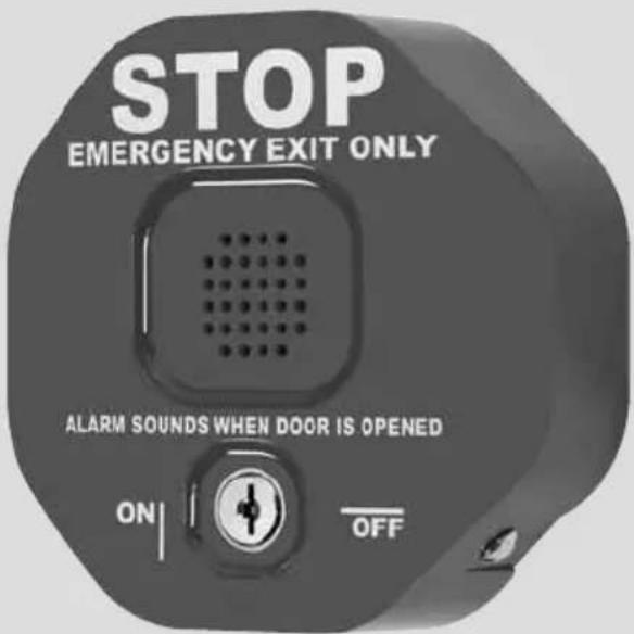STOP EMERGENCY EXIT ONLY ALARM SOUNDS WHEN DOOR IS OPENED ON | OFF