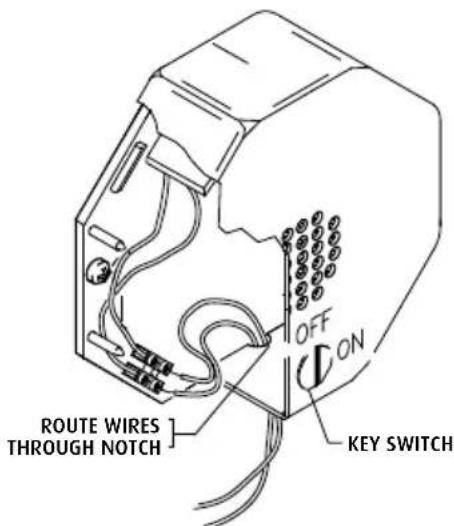 ROUTE WIRES THROUGH NOTCH OFF ON KEY SWITCH