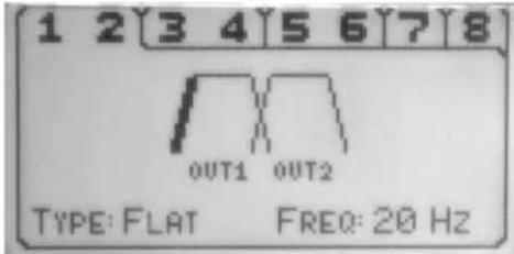 1 2 3 4 5 6 7 8 OUT1 OUT2 TYPE: FLAT FREQ: 20 Hz