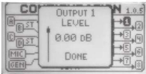 OUTPUT 1 LEVEL 0.00 dB DONE