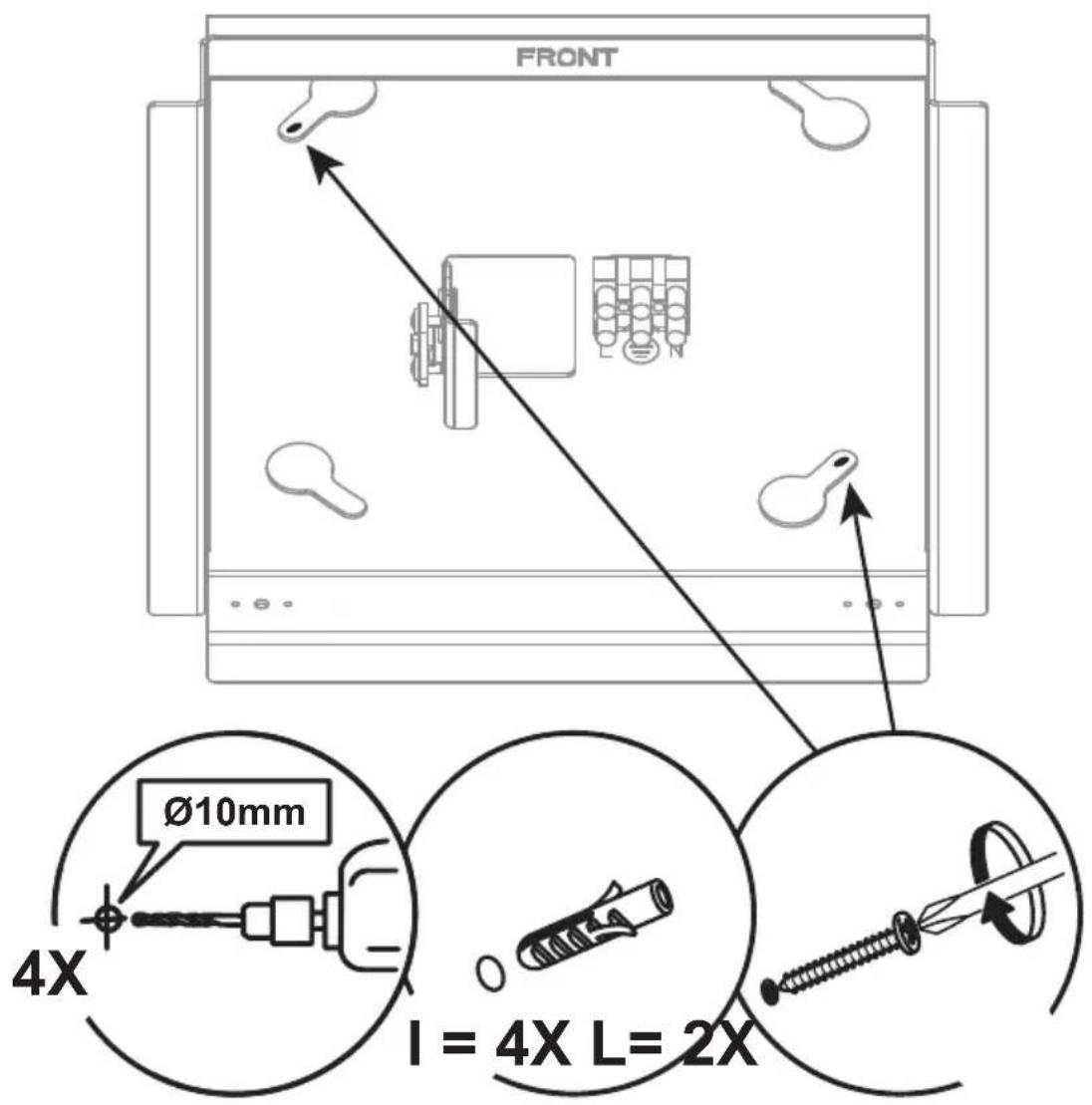 FRONT Ø10mm 4X I = 4X L = 2X