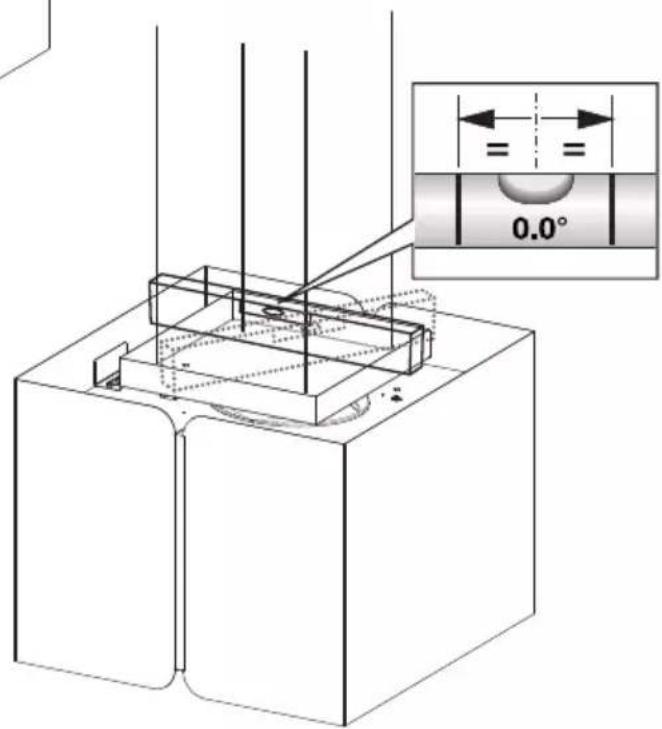 Technical diagram showing a mechanical assembly with an inset highlighting a 0.0° measurement on a cylindrical component.