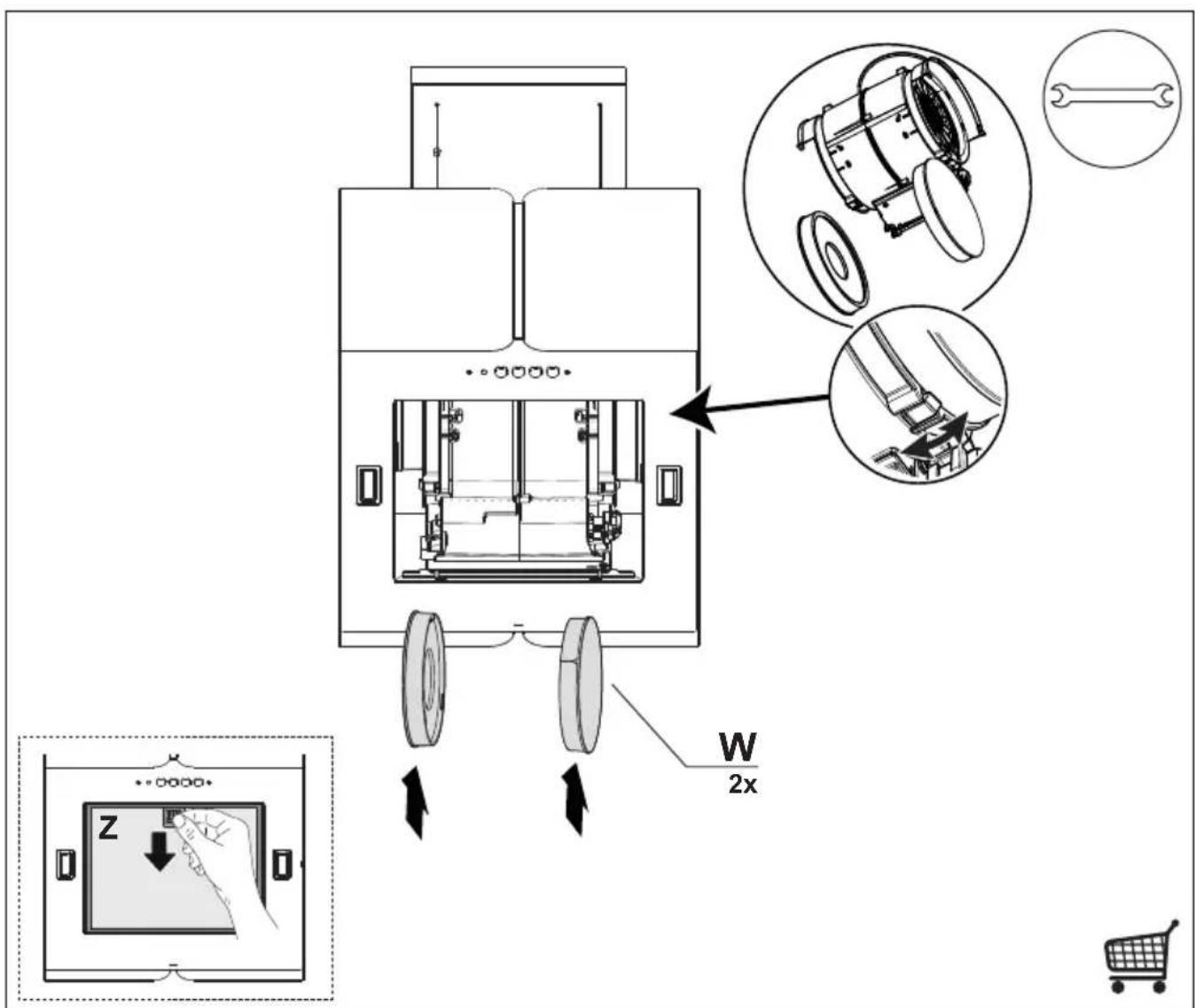 Technical diagram of a mechanical device with labeled parts and annotations in Chinese, including tool, parts, and control panel.