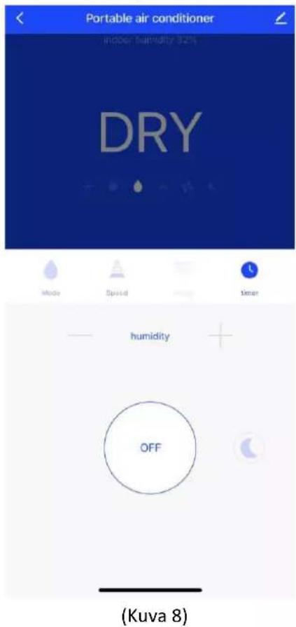 Portable air conditioner indoor humidity 32% DRY Mode Speed Timer humidity OFF (Kuva 8)