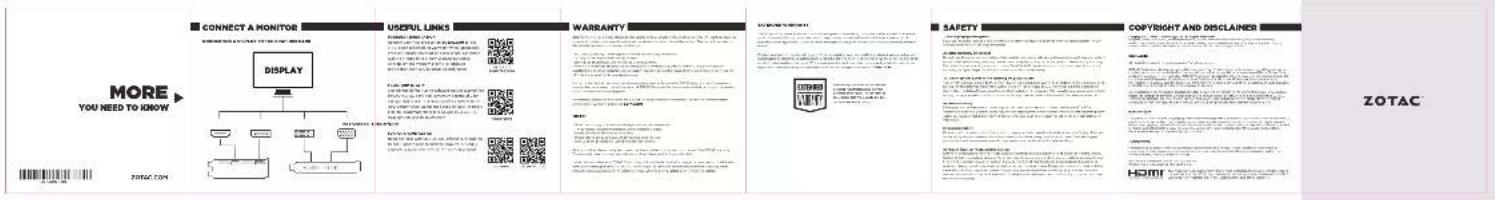 MORE YOU NEED TO KNOW CONNECT A MONITOR USEFUL LINKS WARRANTY SAFETY COPYRIGHT AND DISCLAIMS ZOTAC