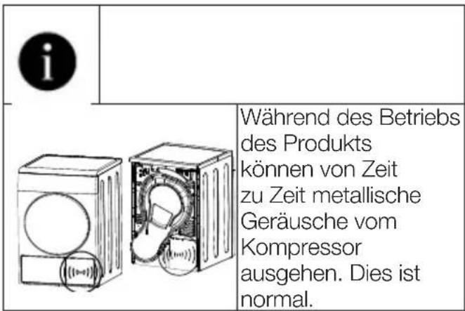 i Während des Betriebs des Produkts können von Zeit zu Zeit metallische Geräusche vom Kompressor ausgehen. Dies ist normal.