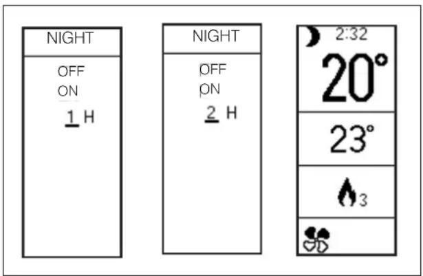 NIGHT OFF ON 1 H NIGHT OFF ON 2 H 2:32 20° 23° 3