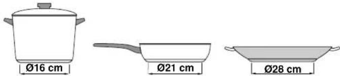 Ø16 cm Ø21 cm Ø28 cm