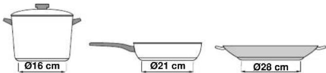 Ø16 cm Ø21 cm Ø28 cm