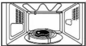 Diagram of a microwave oven with cooling fans and a central fan (no text or labels)