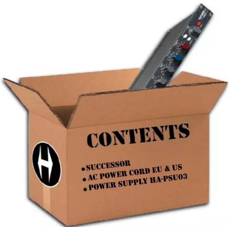 CONTENTS • SUCCESSOR • AC POWER CORD EU & US • POWER SUPPLY HA-PSU03
