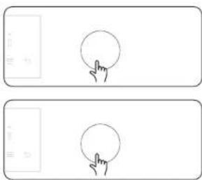 Two identical rectangular panels, each with a simple hand icon hovering over a circle (no text or symbols)