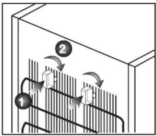 Diagram showing fluid flow through a container with labeled components and directional arrows indicating flow direction.