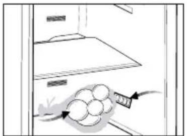 Simple line drawing of a kitchen appliance with a bag and fan inside, no text or symbols present