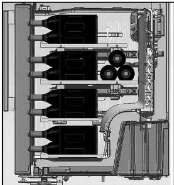 Technical cross-section diagram of an industrial machine or processing unit with multiple cylindrical components and piping (no visible text or labels)