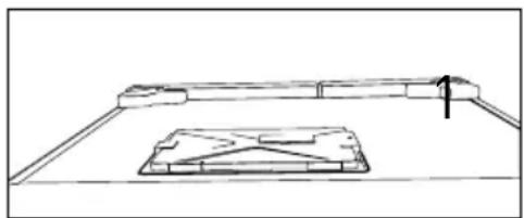 Simple line drawing of a mechanical component with a base and top view, no text or symbols present