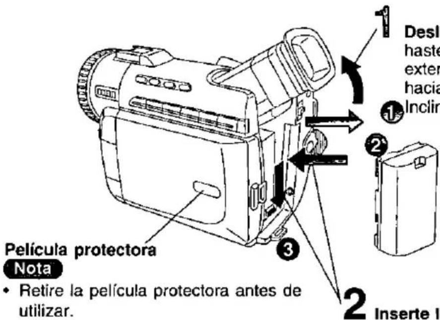 1 Desl hasta exter hacia inclin 2 3 2 Inserte I Película protectora Nota • Retire la película protectora antes de utilizar.