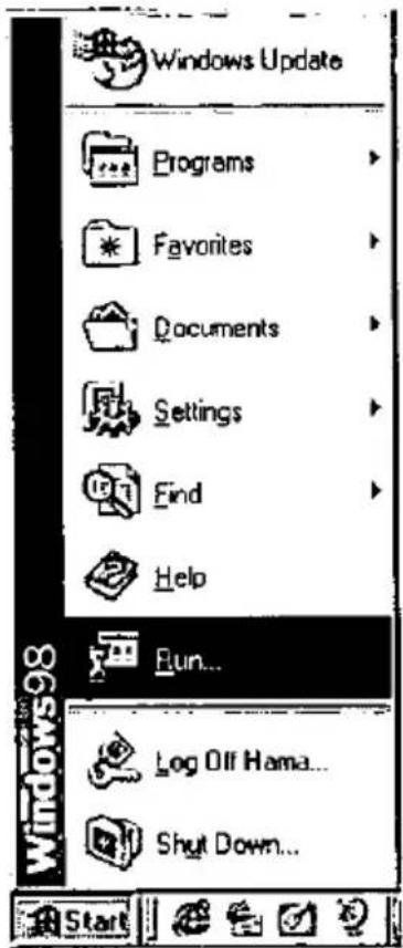 Windows Update Programs Favorites Documents Settings Find Help Run... Log Off Hama... Shut Down...