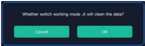 Whether switch working mode ,it will clean the data? Cancel OK