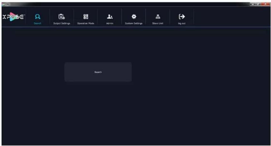 XPOSE Search Output Settings Operation Mode Admin System Settings Slave Unit log out Search