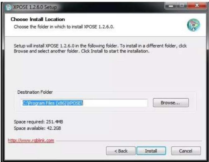 XPOSE 1.2.6.0 Setup Choose Install Location Choose the folder in which to install XPOSE 1.2.6.0. Setup will install XPOSE 1.2.6.0 in the following folder. To install in a different folder, click Browse and select another folder. Click Install to start the installation. Destination Folder C:\Program Files (x86)\XPOSE Browse... Space required: 251.4MB Space available: 42.2GB http://www.roblink.com < Back Install Cancel