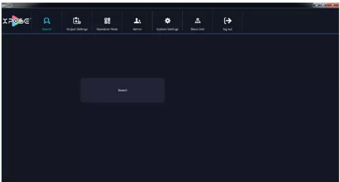 XPOSE Search Output Settings Operation Mode Admin System Settings Slave Unit log out Search