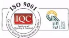 ISO 9001 Certified Quality Management System IQC Certification of Quality & Control RVA C560 MEMS, SCS