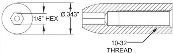 1/8" HEX Ø.343" 10-32 THREAD