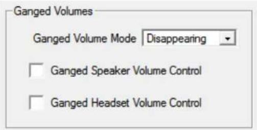 Ganged Volumes Ganged Volume Mode Disappearing □ Ganged Speaker Volume Control □ Ganged Headset Volume Control