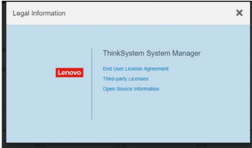 Legal Information Lenovo ThinkSystem System Manager End User License Agreement Third-party Licenses Open Source Information