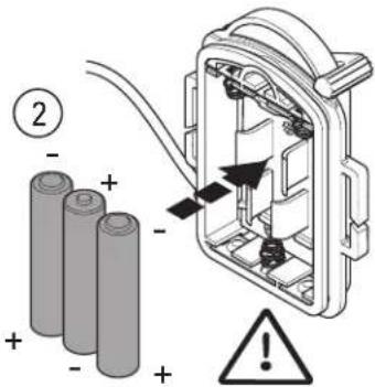 Diagram showing battery charging process with labeled components and warning symbol