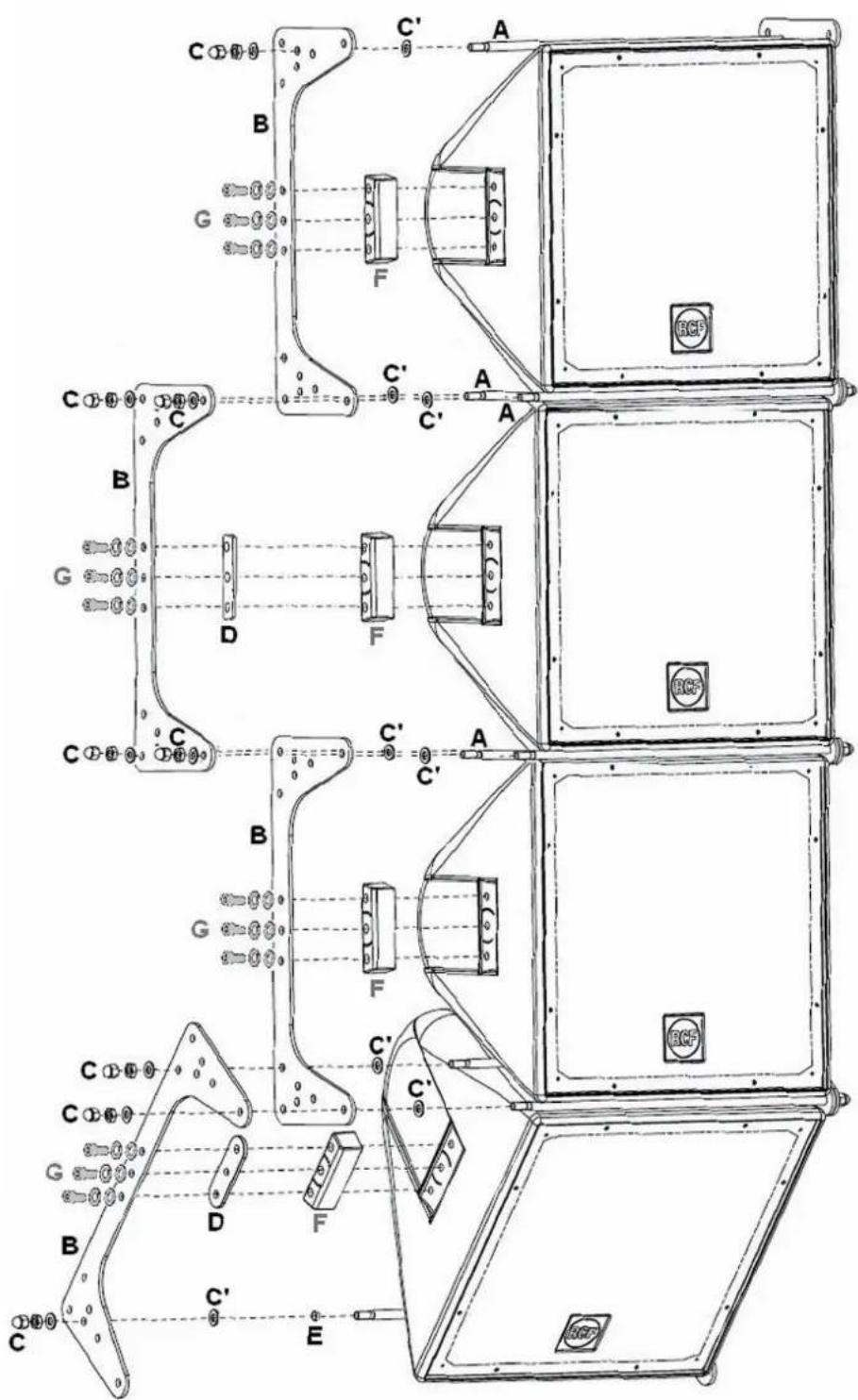 Technical diagram of a multi-panel electronic device with labeled components and connections, including capacitors, fuses, and a BCGF logo.