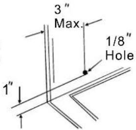 3" Max. 1/8" Hole 1"