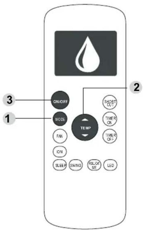3 1 ON/OFF MODE FAN ION SLEEP SWING FOLLOW ME LED TEMP SHORT CUT TIMER ON TIMER OFF 2