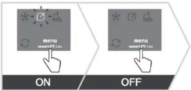 menu convert 0°C sec ON OFF menu convert 0°C sec