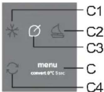 C1 C2 C3 menu convert 0°C 5sec C C4
