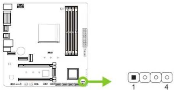 Diagram of a computer motherboard with labeled components and a green arrow indicating a specific component or connection point.