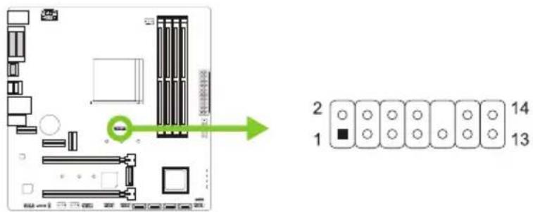 Diagram showing computer motherboard with labeled slots and a corresponding diagram illustrating slot arrangement for 13 slots.