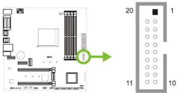 BIOSTAR B550MX/E PRO - F\_USB32\_A-5G: штыревой соединитель для портов USB 3.2 (Gen1) на передней панели - 1