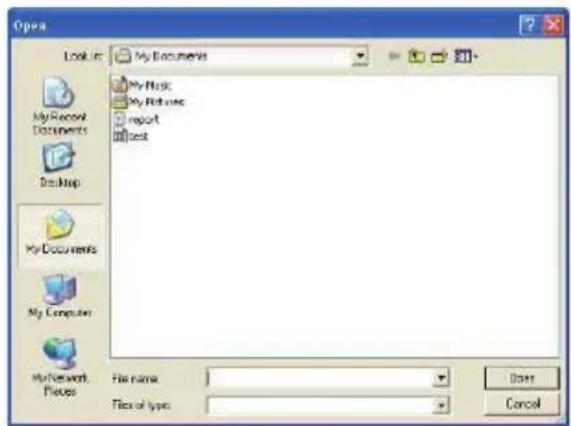 Open Look in: My Documents My Music My Refreshes Report Test My Record Documents Desktop My Documents My Computer My Network Pieces File name: Files of type: Date Cancel