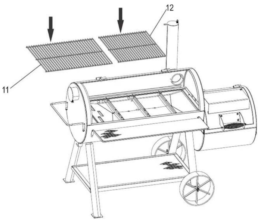 Technical diagram of a portable industrial machine with labeled components and directional arrows indicating assembly or processing steps.