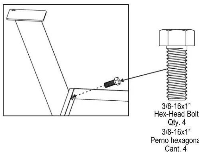3/8-16x1" Hex-Head Bolt Qty. 4 3/8-16x1" Perno hexagona Cant. 4